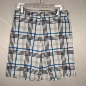 Nike Golf Tour Performance Dri-FIT Plaid Shorts Mens 32 White Blue Gray Check